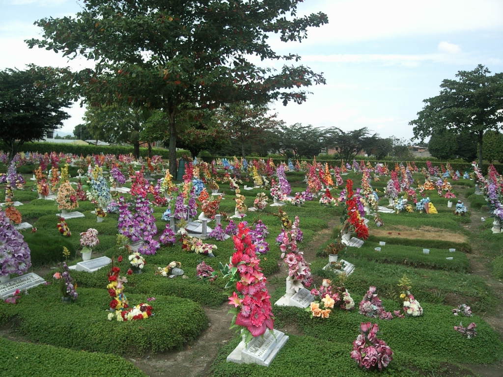 Único cementerio con todas las tumbas con flores